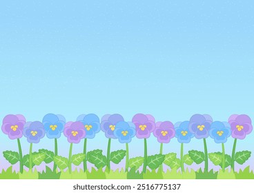 little cute dandelion field with starry blue sky background, vector illustration