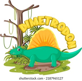 Little cute dimetrodon dinosaur cartoon character illustration