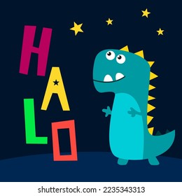Little cute dinosaur animal cartoon design illustration