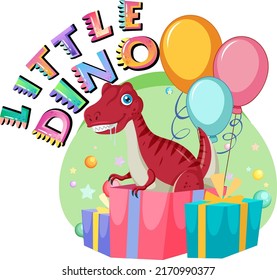 Little cute dinosaur cartoon in party theme illustration