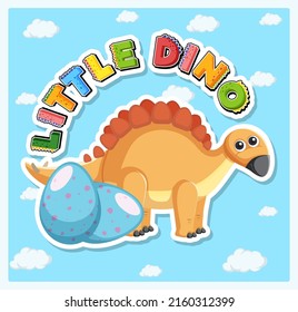 Little cute dinosaur cartoon poster illustration