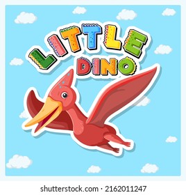 Little cute dinosaur cartoon poster illustration