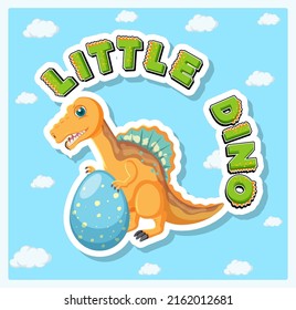 Little cute dinosaur cartoon poster illustration