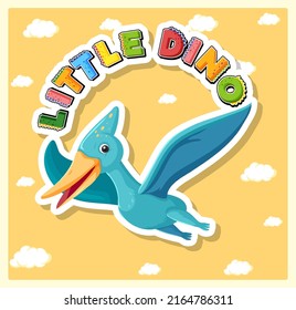Little cute dinosaur cartoon poster illustration