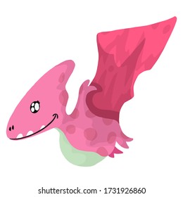 Little cute dinosaur is flying. Vector illustration for baby clothes.