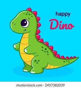 Pequeño dinosaurio lindo. Ilustración para niños. Para póster, pegatinas, tarjeta, juego.