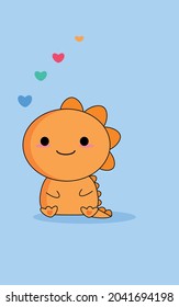 a little cute dinosaur with love icon