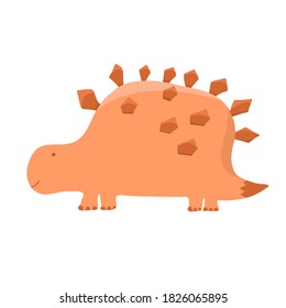 Little cute dinosaur. Vector cartoon illustration. Kids dino image isolated on white background. Baby monster reptile for print on t shirt, book, poster, banner.