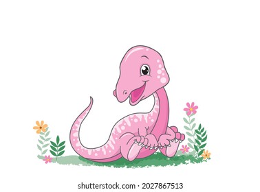 Little cute dinosaur,Cute dinosaur illustration as doodle vector.