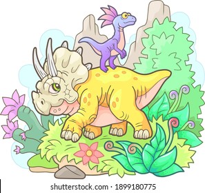 little cute dinosaurs, funny design illustration