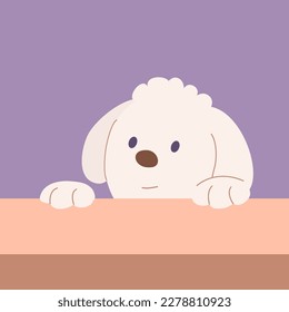 Little cute domestic dog. Friendly funny pet. One playful puppy animal. Flat vector illustration