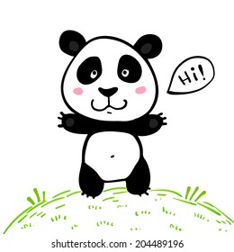 Little cute doodle drawing vector panda