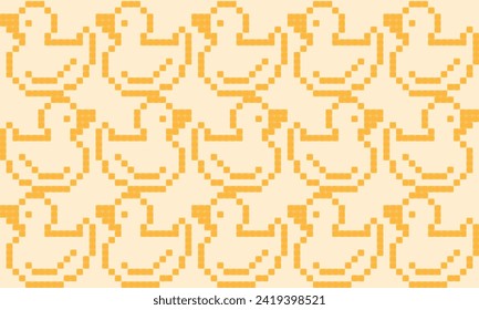 little cute duck seamless pattern.pixel game geometric crochet and knitting patterns design for texture, fabric, clothing, wrapping, decoration, rugs, carpet, bag