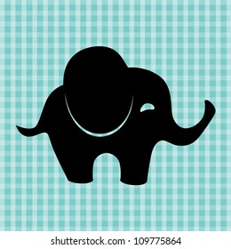 Little Cute Elephant Silhouette, Vector Illustration