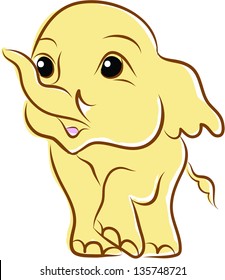 Little cute elephant, vector illustration