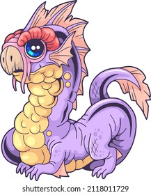 little cute fairy dragon, funny illustration design