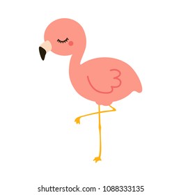 Little cute flamingo. Vector illustration.