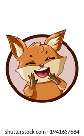 A little cute fox are laughing illustration