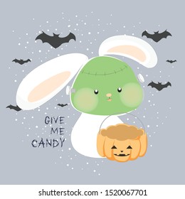 little cute frankenbunny wants candy
