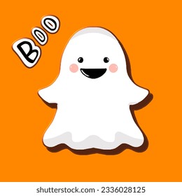 Little cute ghosts collection, Halloween party concept. Vector illustration.