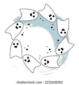 Little cute ghosts, Happy Halloween Flat scary