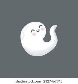 Little cute ghosts Happy Halloween watercolor Halloween scary ghostly monsters. Cartoon spooky character trick or Treating isolated on black background Vector illustration.