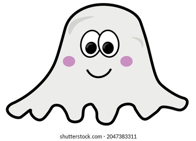 Little cute ghosts.Halloween  pattern isolated on white background.Halloween set - cute ghosts  pattern with white spirit.Vector Illustration.