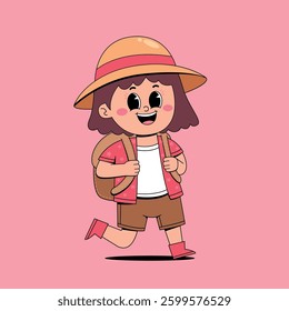 Little cute girl with adventure costume	
