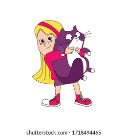 364 Girl Holding Cat Sketch Stock Vectors, Images & Vector Art ...