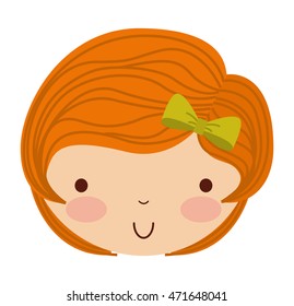 little cute girl isolated icon vector illustration design