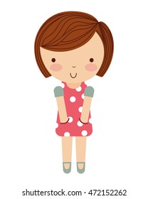 little cute girl isolated icon vector illustration design