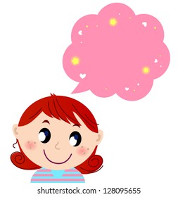 Little Cute Girl Pink Dreaming Bubble Stock Vector (Royalty Free ...