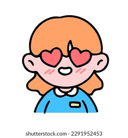 A little cute girl  showing love, isolated on a background vector illustration.