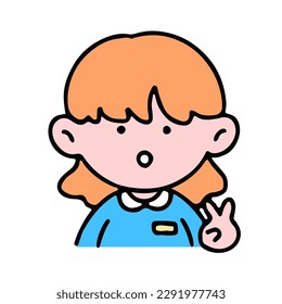 A little cute girl  showing victory hand, isolated on a background vector illustration.