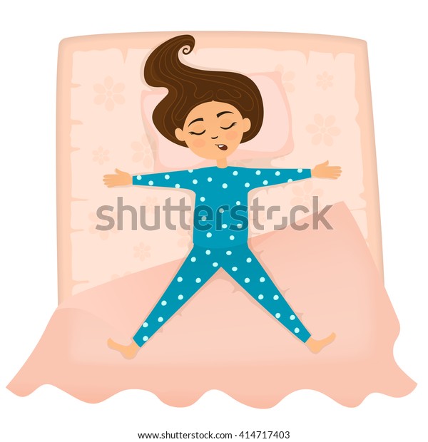 可愛い女の子が寝ている 星の位置で眠る女の子 ベクターイラスト のベクター画像素材 ロイヤリティフリー