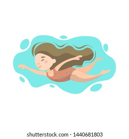 Little cute girl swimming underwater in sea, ocean, swimming pool. Summer holiday concept isolated on white background.