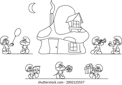 Little cute gnomes and their house.