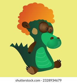 Little cute green dragon for for childrens fashion, childrens books, birthday invitations, greeting cards, posters.. Vector graphic. Symbol of 2024.