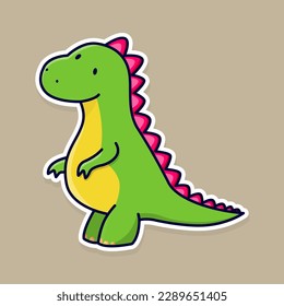 Little cute and little green yellow dinosaur, animal cartoon design. Vector illustration