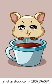 A little cute hamster with coffee illustration
