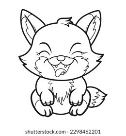 Little cute happy fox. ``Vector illustration for coloring book