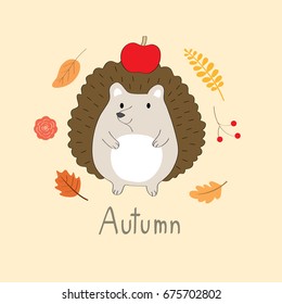 Little cute hedgehog in the autumn vector