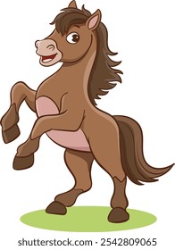 
Little cute horse. Little baby horse. A friendly little horse with big eyes. Nice character graphics made in vector graphics. Illustration for a child.