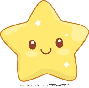 Un poco kawaii encantador personaje infantil brillante diseño de estrella (mejor uso de decoración para plantillas, afiches, tarjetas, etc.)