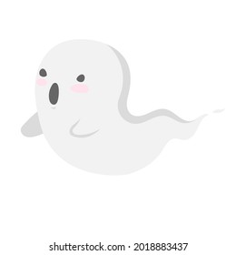 Little cute kawaii ghost for halloween. fright. stock vector illustration isolated on white background. Happy Halloween. Scary white ghosts. Cute cartoon spooky character.