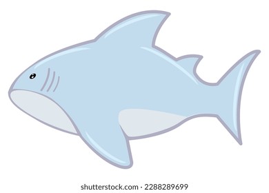 Little cute  kawaii retro shark swimming in the sea  an element decor  holidays  cards  packaging
