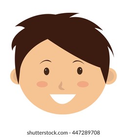 Little and cute kid smiling over white background, vector illustration.