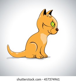 Little cute kitten, Orange striped cat sitting. The concept of children's and educational books. Vector Illustration.