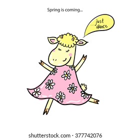 Little cute lamb dancing and waiting for spring.
A sketch of a series of drawings.