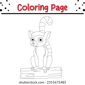 Pequeñas y lindas páginas de Colores Lemur. Lemur Coloring book para niños